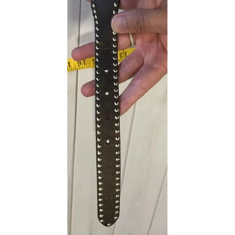Nocona Western‎ Girls Youth Belt Studded Pink Cross Hearts Brown Leather Size 20